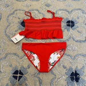 Maaji Red Camelia Tube Reversible Bikini NWT